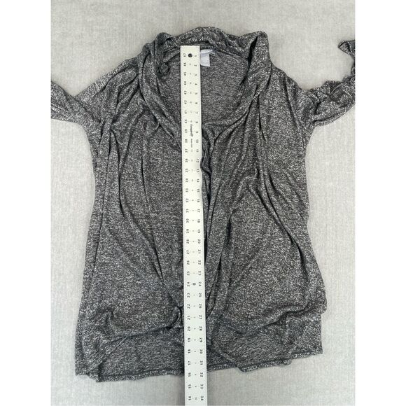 Womens Cardigan L Gray Lightweight Open Long Sleeve Elbow Cutout Everyday Casual - Picture 7 of 9